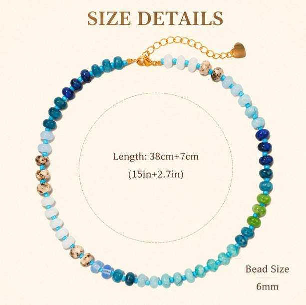 Wholesale Layered Rainbow Beaded Necklace with Natural Stone Pendant - Beach Fashion Accessory for Women