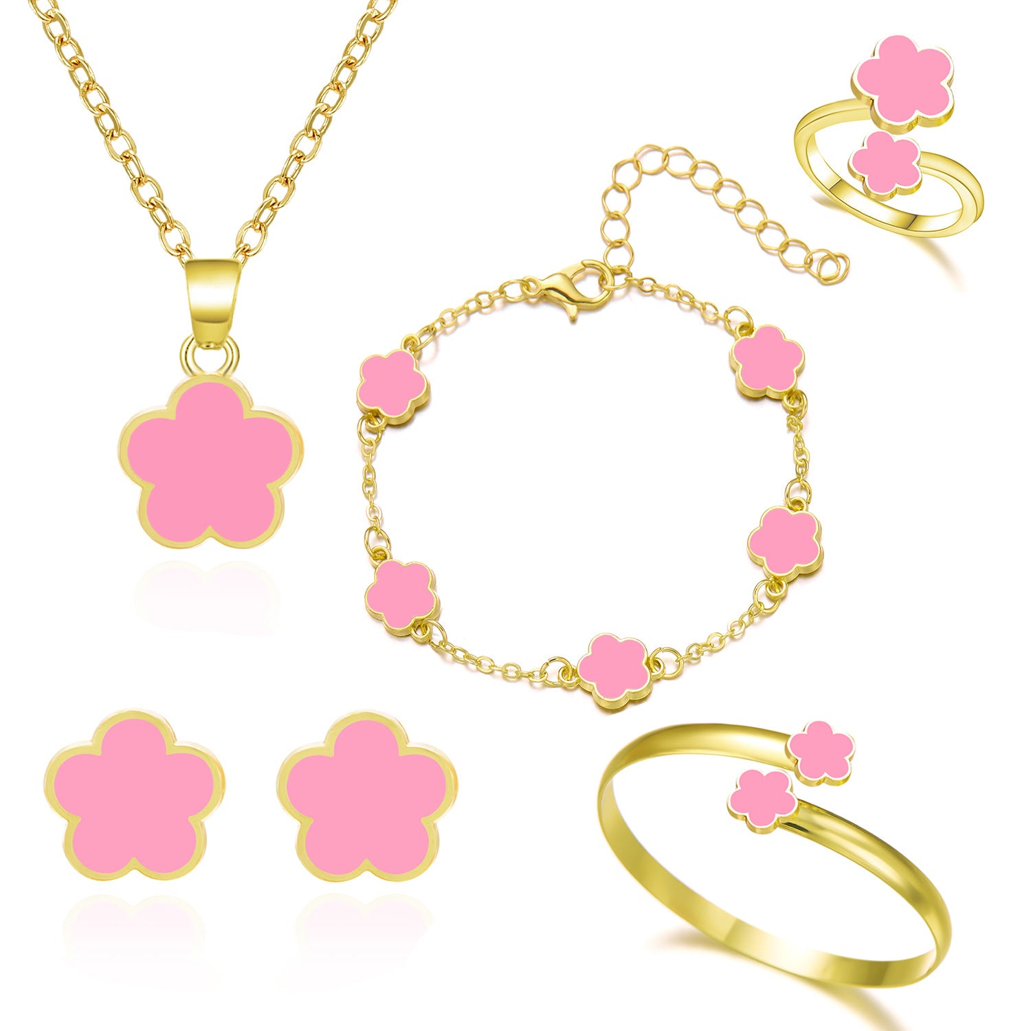 Wholesale Five Petal Flower Bracelet Necklace Set  ACC-NE-YingHao008