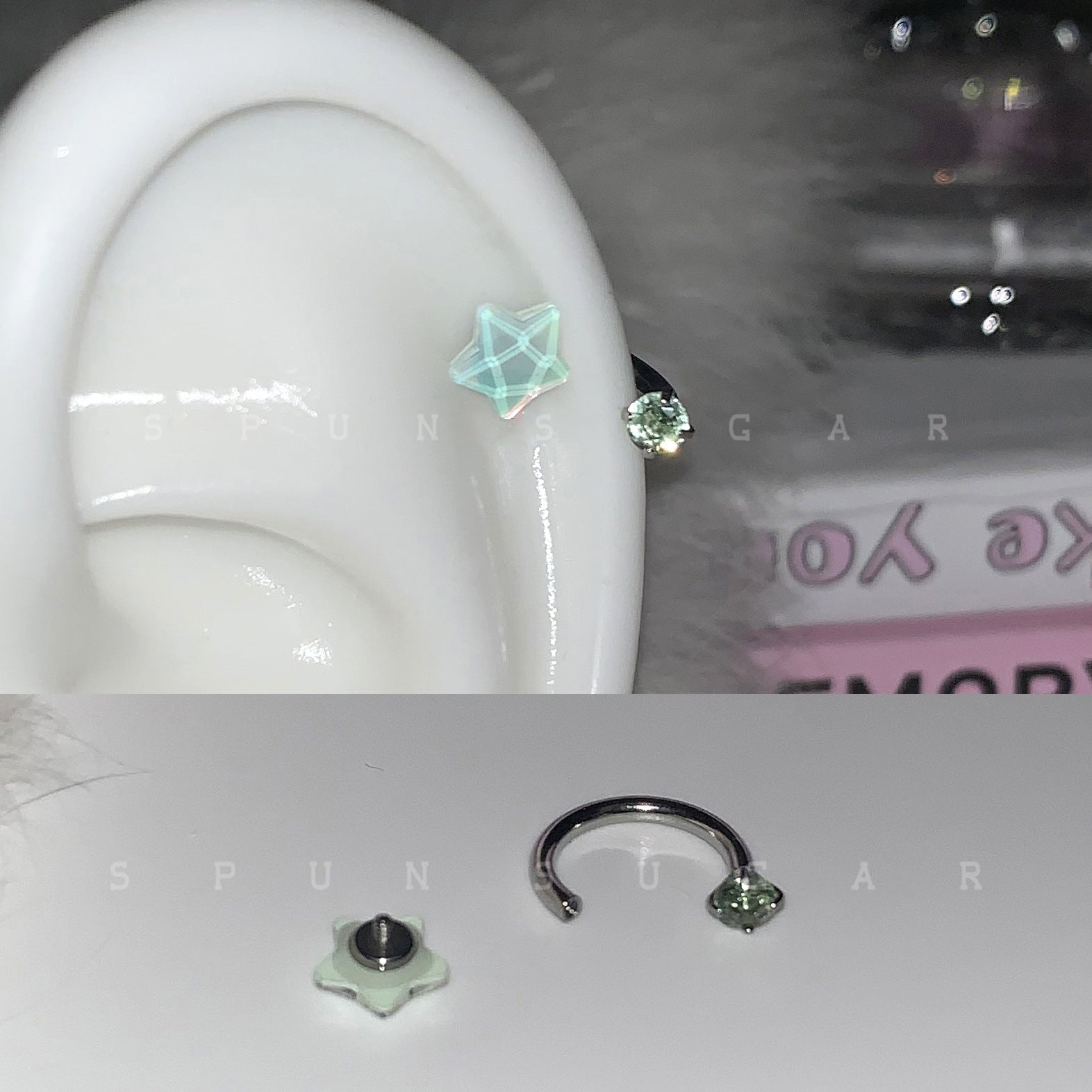 Wholesale Colorful Star Horseshoe Earrings Titanium Steel Double Diamond  Earrings