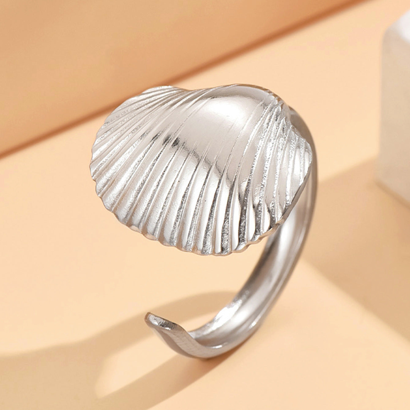 Wholesale Holiday Style Shell Starfish Open Adjustable Stainless Steel Ring ACC-RS-MiYi003