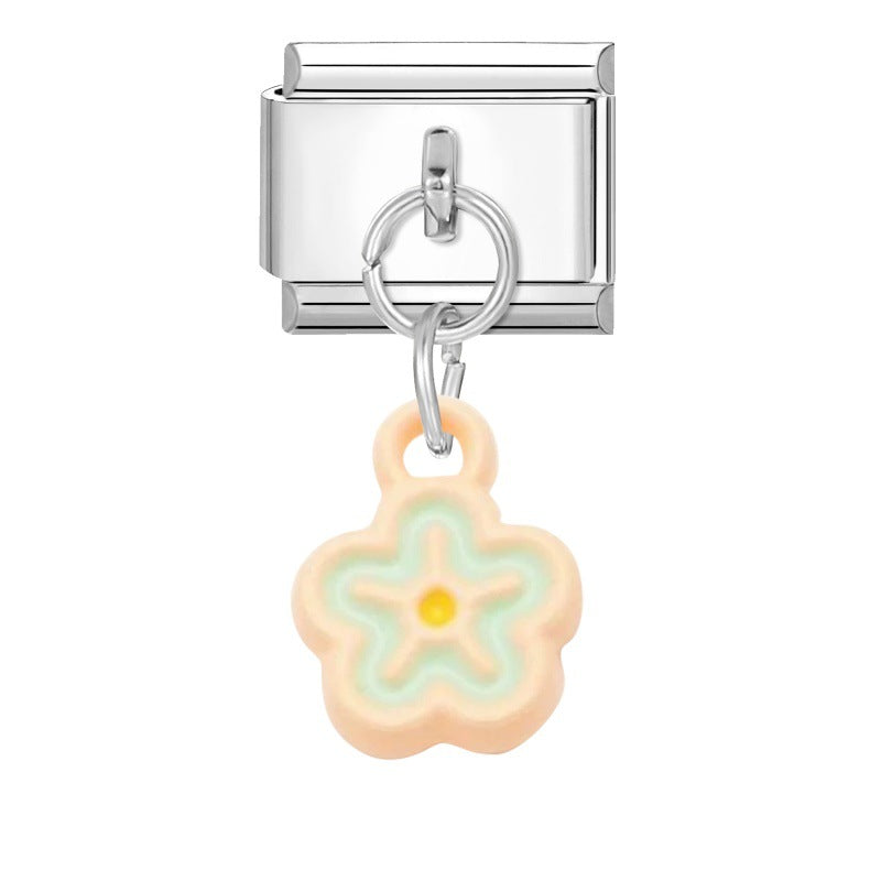 Wholesale Italian Charm Bracelet 9mm DIY Splicing Flower Pendant Stainless Steel Composable Bracelet