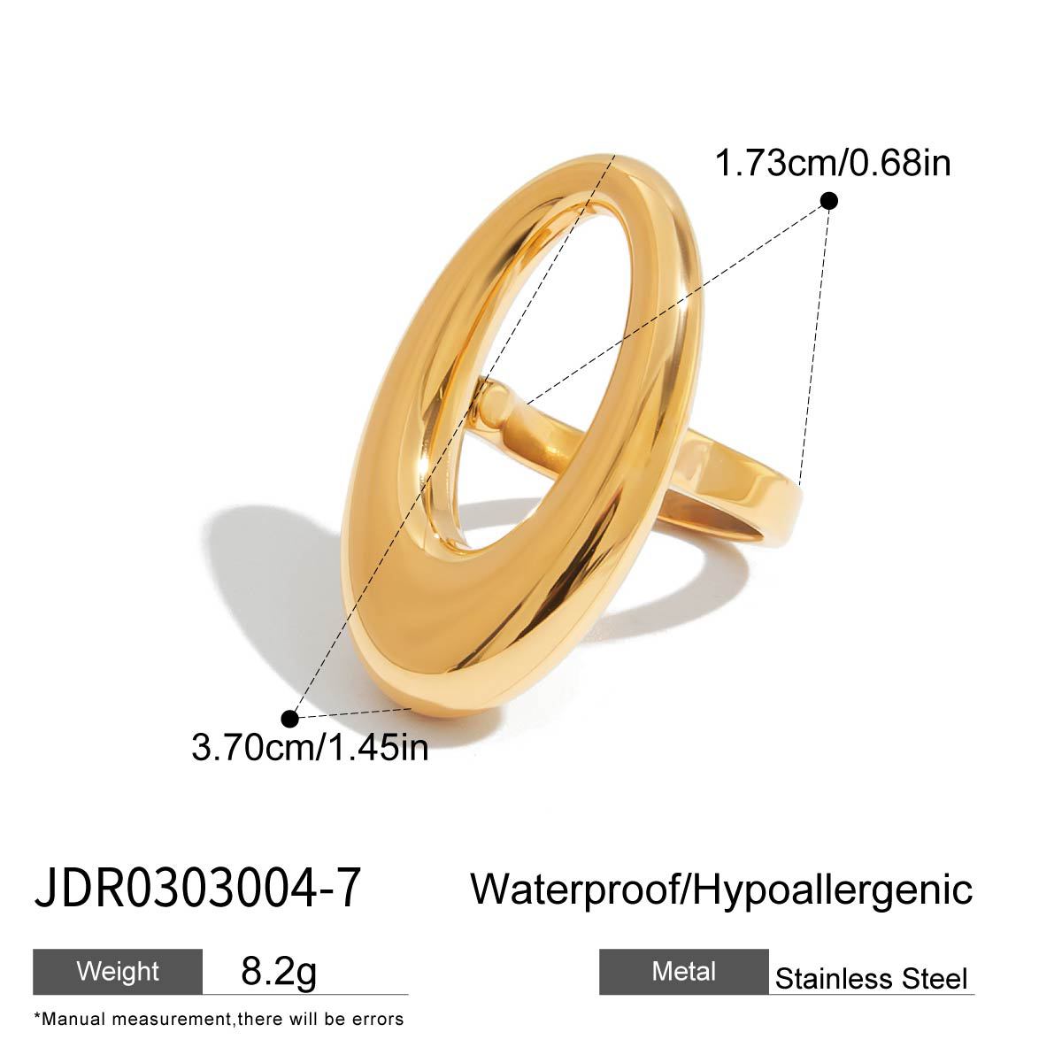 Wholesale 18K gold stainless steel smooth hollow  ring