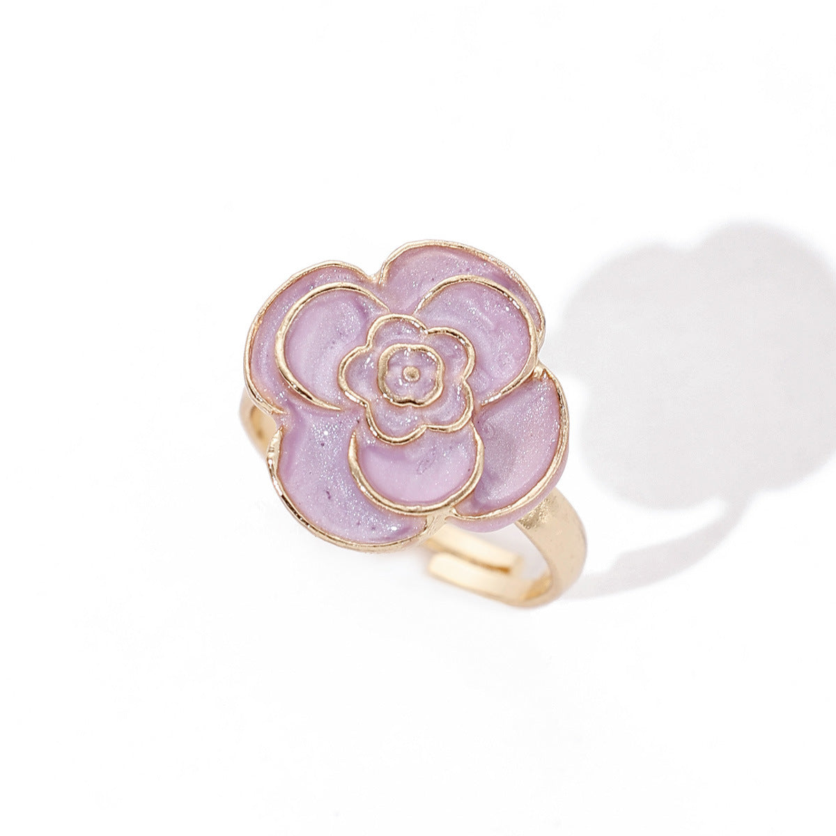 Wholesale Dripping Oil Flower Adjustable Ring Zinc Alloy Women' s Fashion Jewelry Gift Boutique