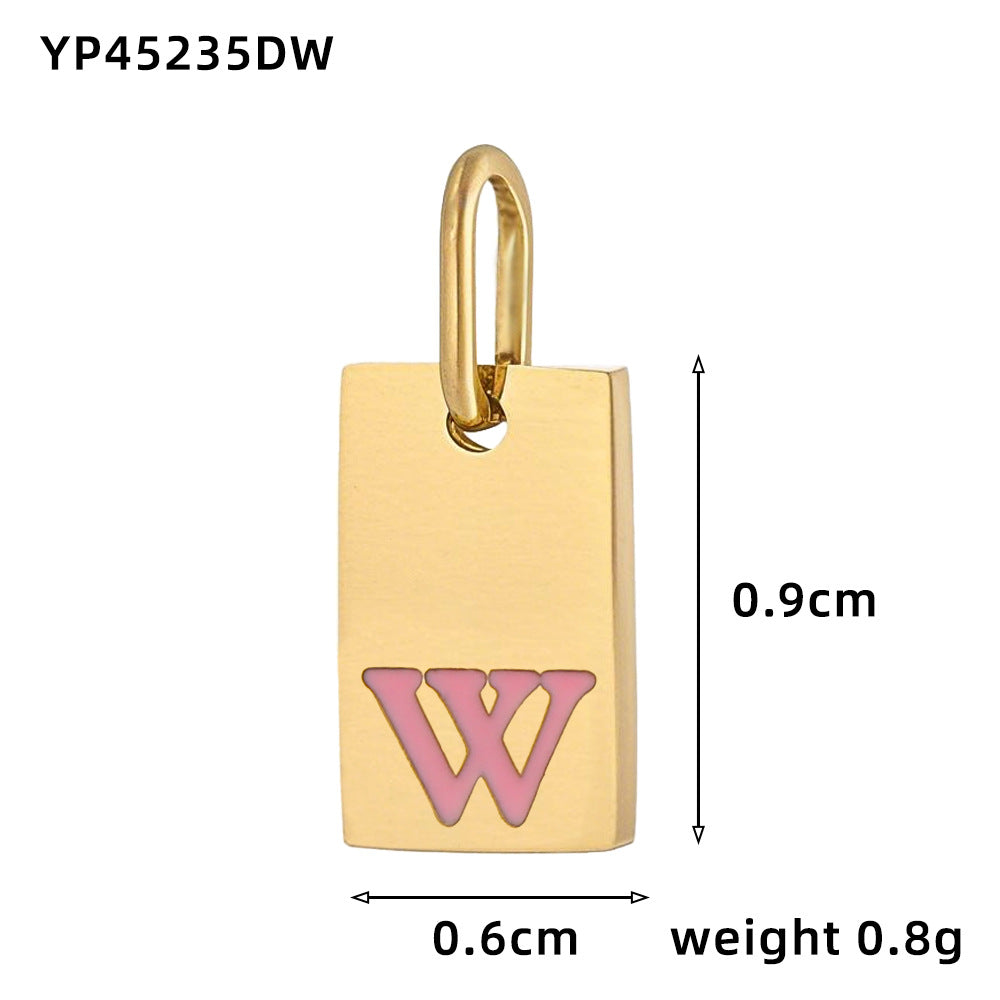 Wholesale 26 oil drops English letters stainless steel gold-plated DIY pendant