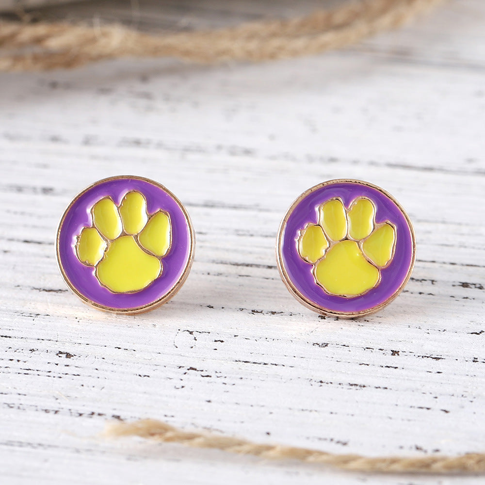 Wholesale  Cute Color Dog Claw Round Earrings
