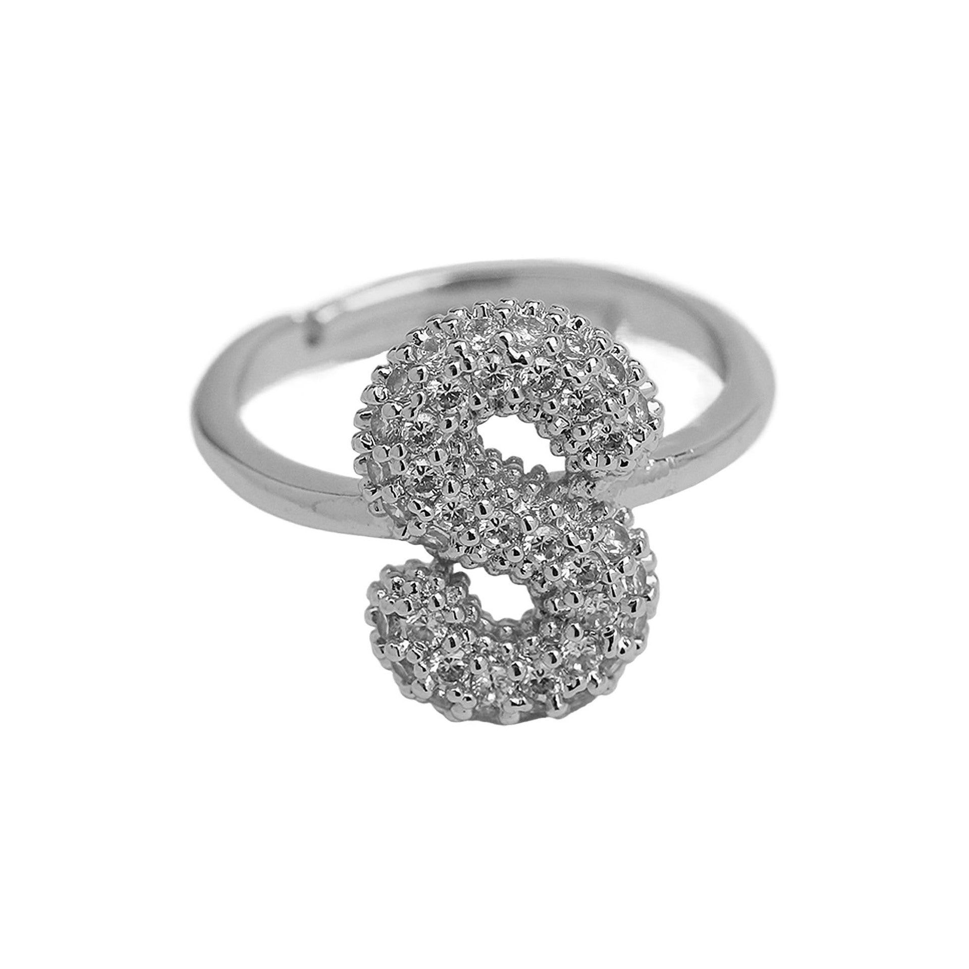 Wholesale  white gold balloon bubble cute 26 English letters open ring