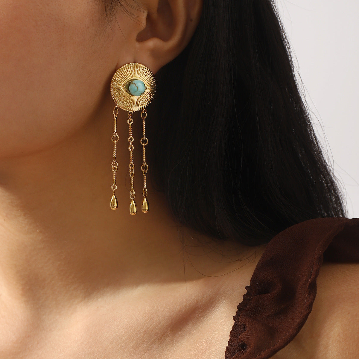 Wholesale Simple Style Versatile Tassel Earrings for Women  Turquoise Earrings for Women