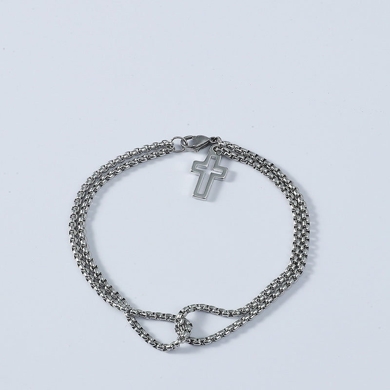 Wholesale Titanium steel cross men' s bracelet