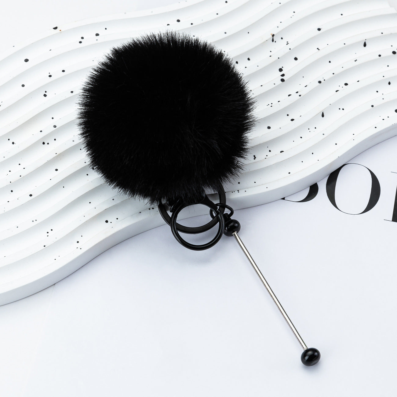 Wholesale DIY Beadable Plush Ball Keychain