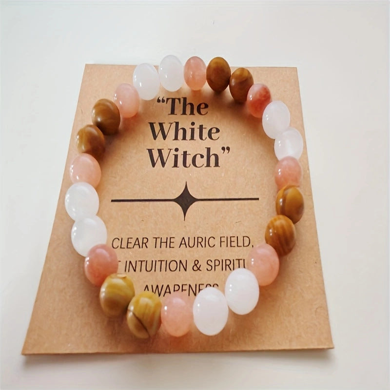 Wholesale Natural stone bracelet elastic rope beaded 8mm chalcedony agate hand-woven bracelet