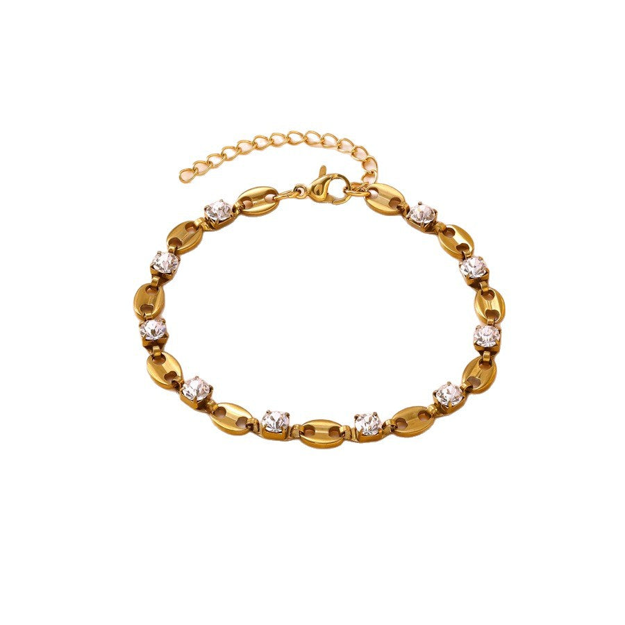 Wholesale Light Luxury Rhinestone Bracelet Stainless Steel Jewelry Accessory for Women