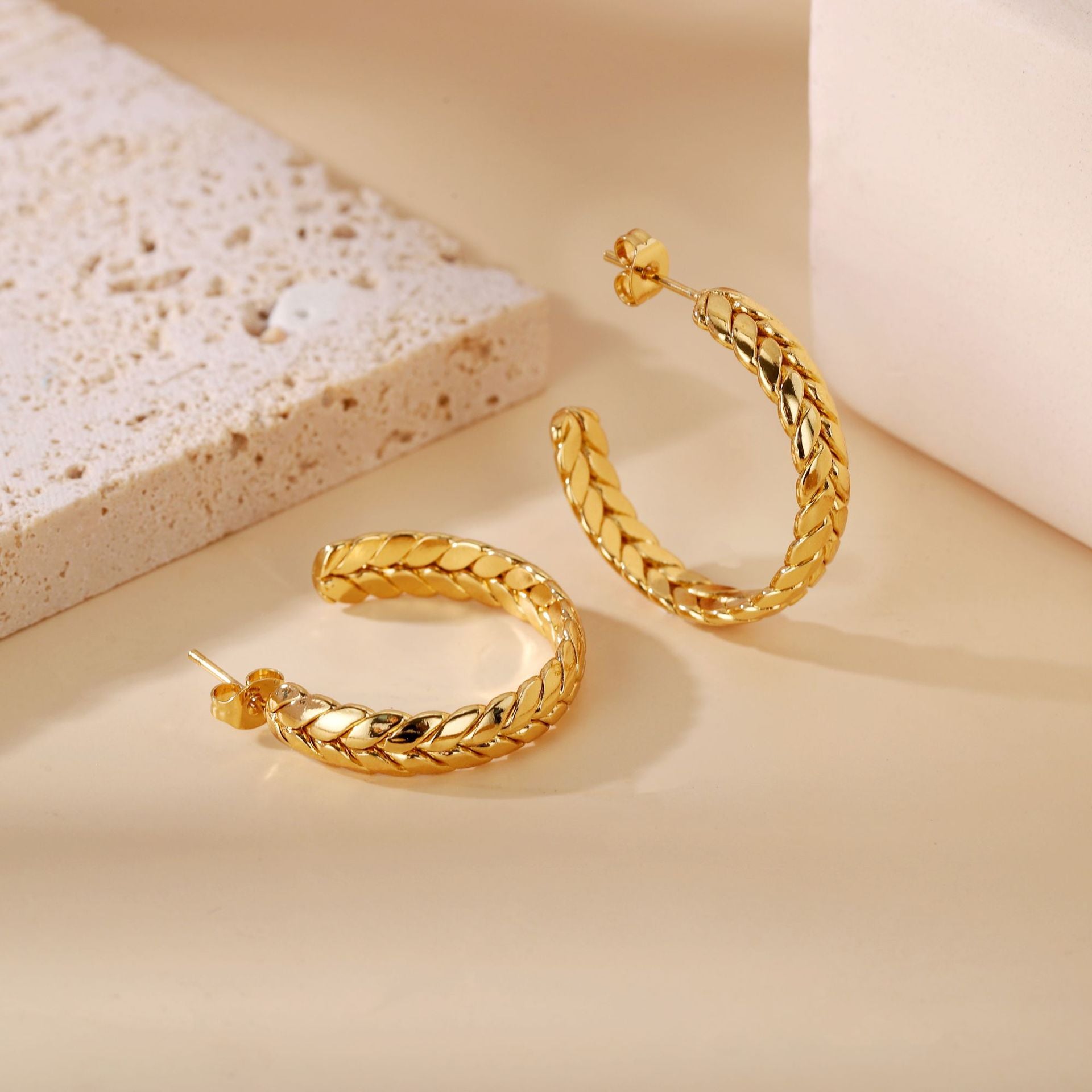 Wholesale Titanium Steel Wheat Ear Earrings