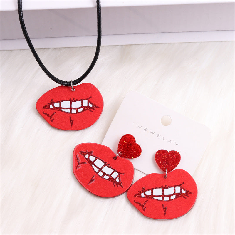 Wholesale Valentine's Day Heart Red Lips Rose Flowers Acrylic Earrings