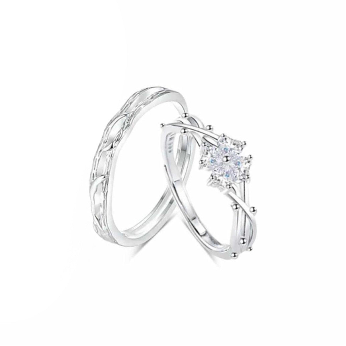 Wholesale 999 Silver Korean Style n Four Leaf Clover Adjustable Couple Ring Jewelry Accessory Gift For Boutique Resale