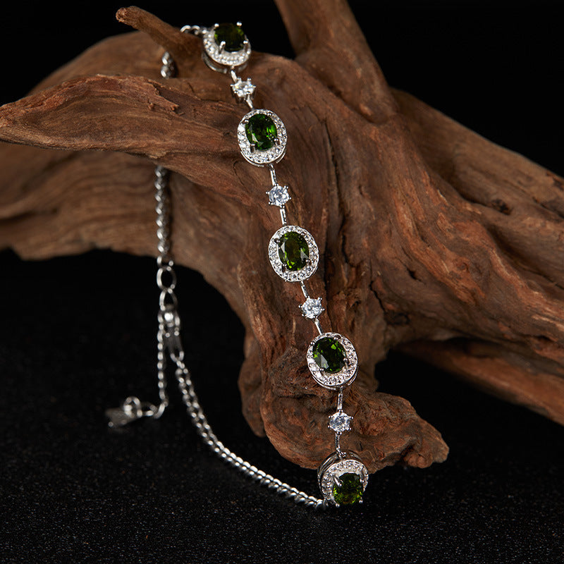 Wholesale S925 sterling silver natural garnet apatite bracelet