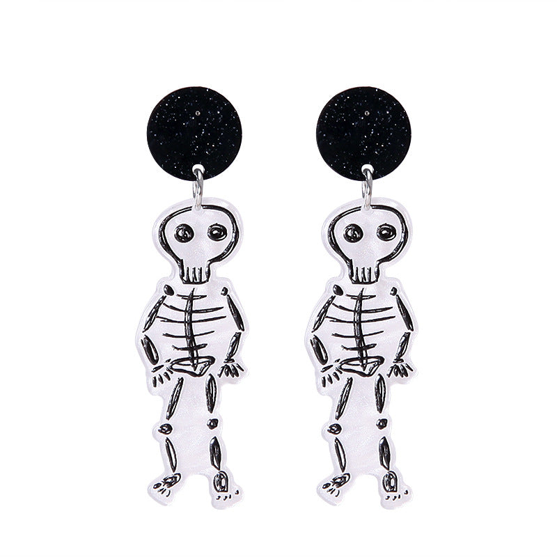 Wholesale Halloween Cartoon Funny Acrylic Plate Pumpkin Ghost Skull Earrings ACC-ES-BinLi004