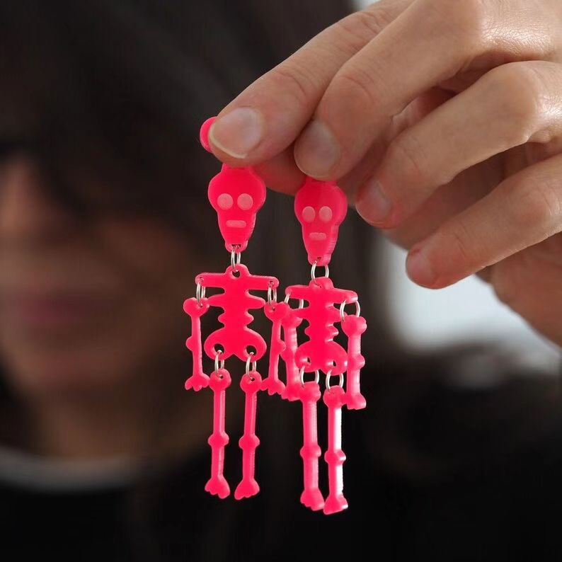 Wholesale Halloween Luminous Skull Acrylic Earrings ACC-ES-AnDao031