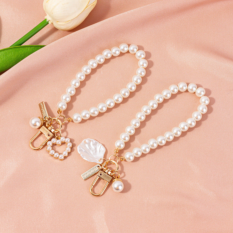 Wholesale Love pearl shell lanyard keychain
