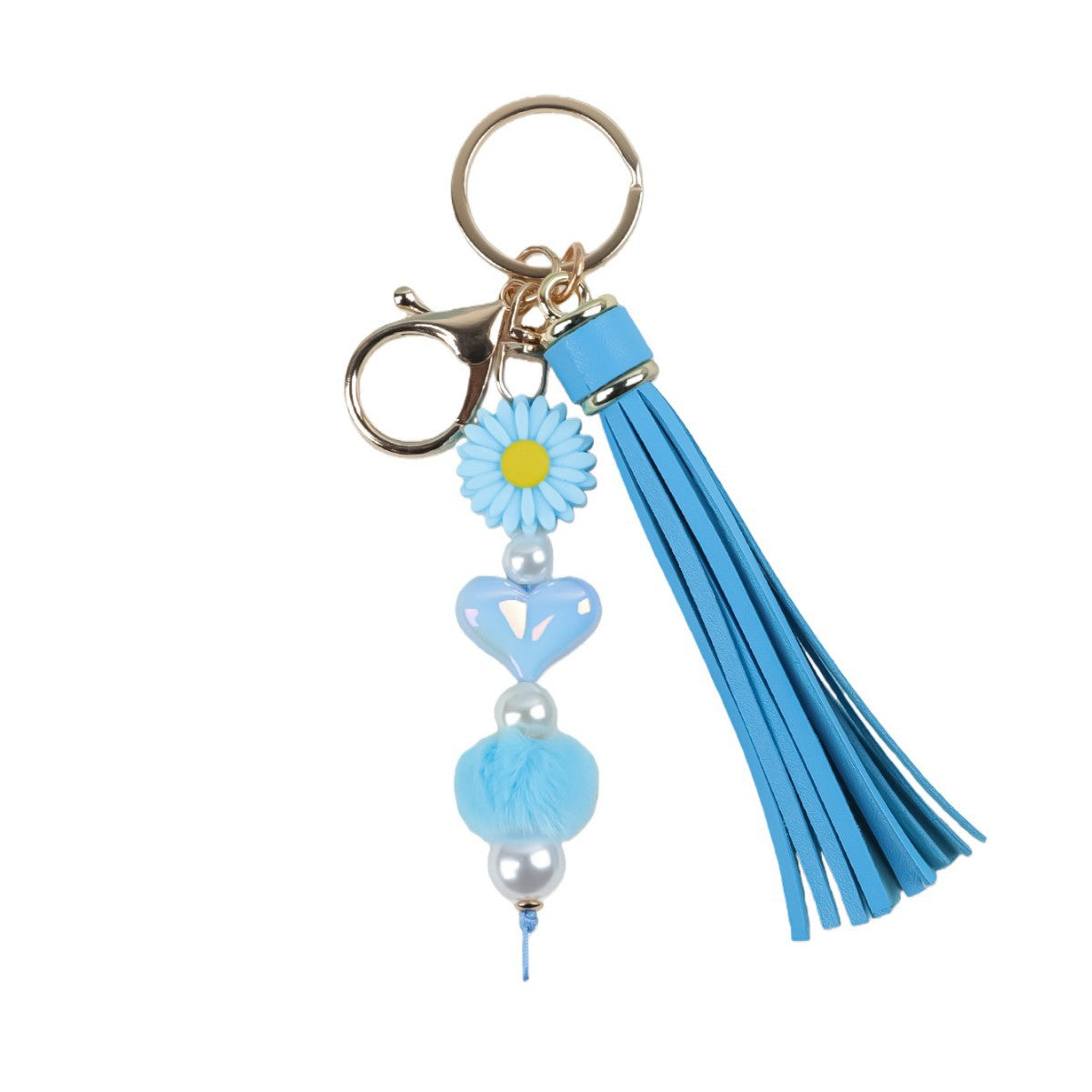 Wholesale White Tassel Keychain Bag Charm Acrylic Handmade Fashion Accessory For Graduation Gift
