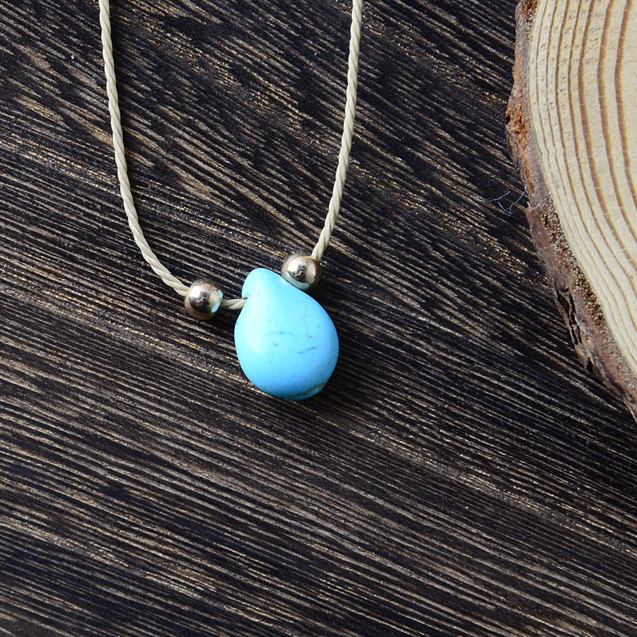 Wholesale Zinc Alloy Turquoise Pendant Necklace Bohemian Style Fashion Accessory for Women