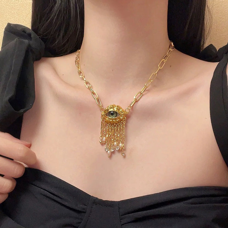 Wholesale Devil's Eye Pearl Tassel Ring