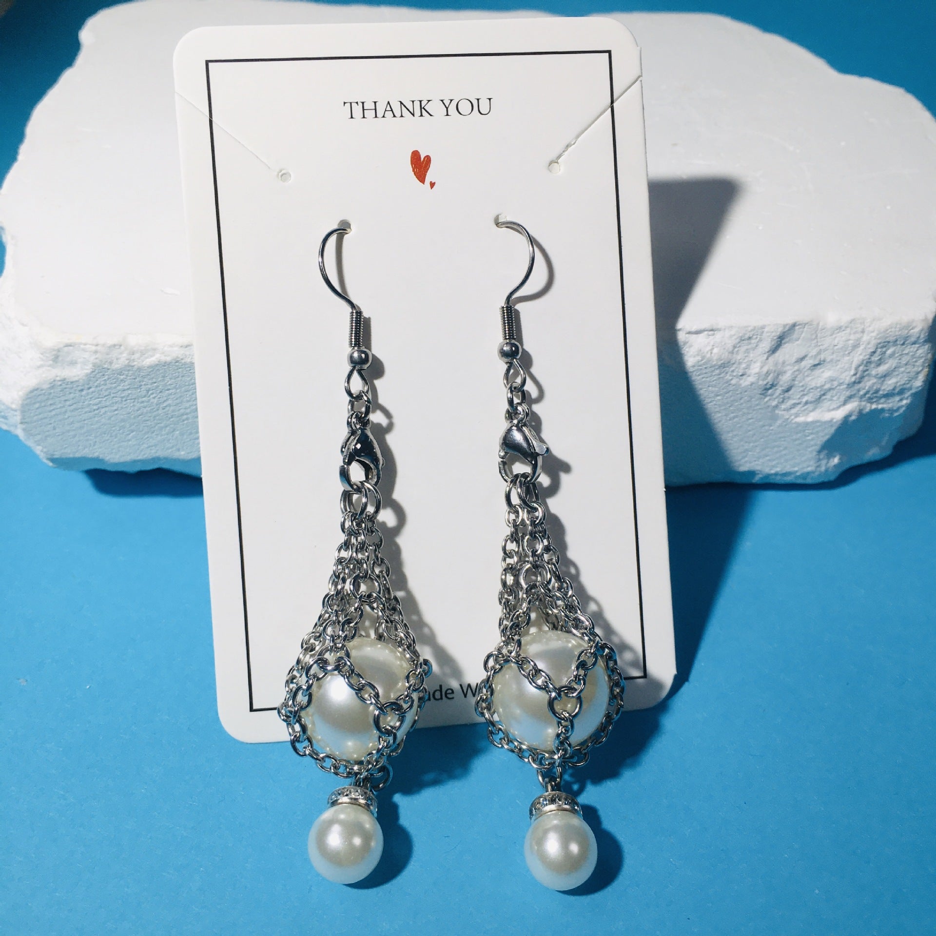 Wholesale Replaceable Crystal Natural Stone Adjustable Metal Mesh Earrings Pearl Pendant ACC-ES-RongGuan002