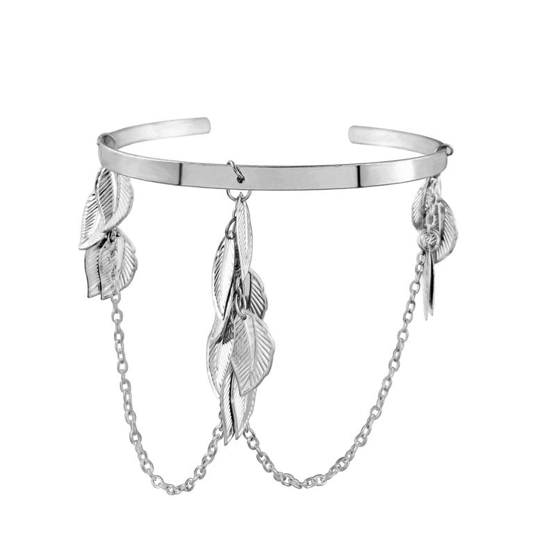 Wholesale  personality temperament leaf head hoop leaf bracelet tassel arm ring