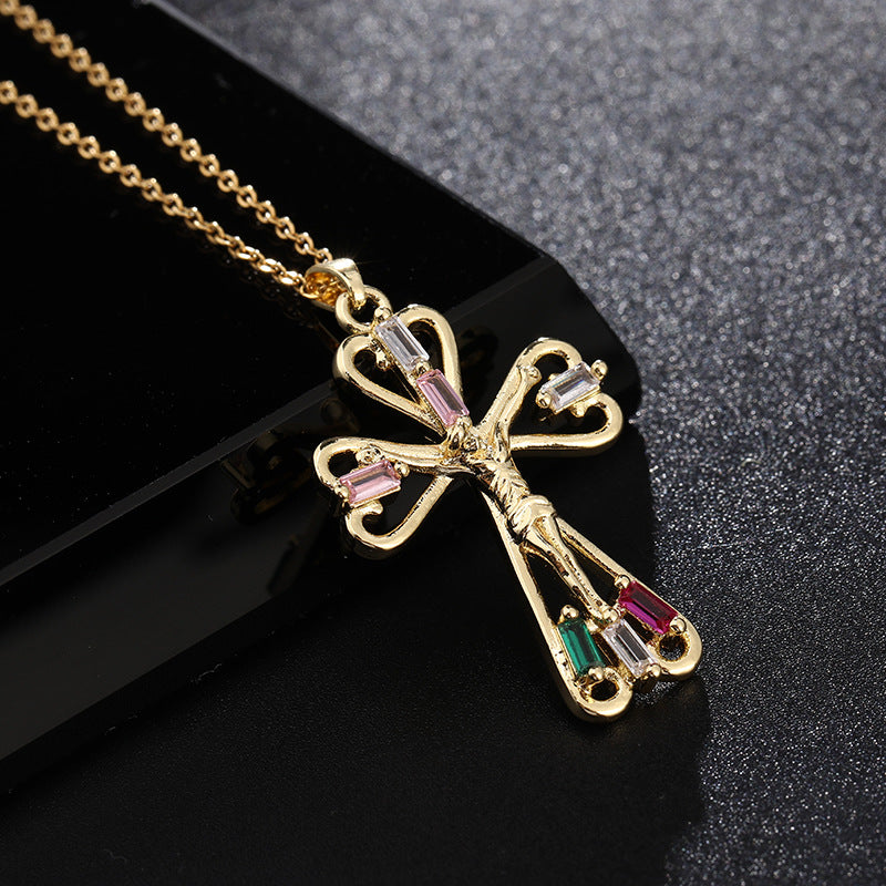Wholesale Vintage Gold Cross Necklaces Zircon Clavicle Chain Choker Necklace ACC-NE-SY010