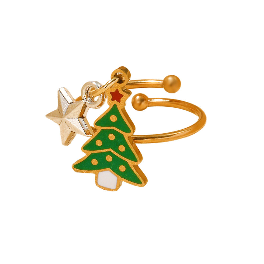 Wholesale Christmas series stainless steel open ring