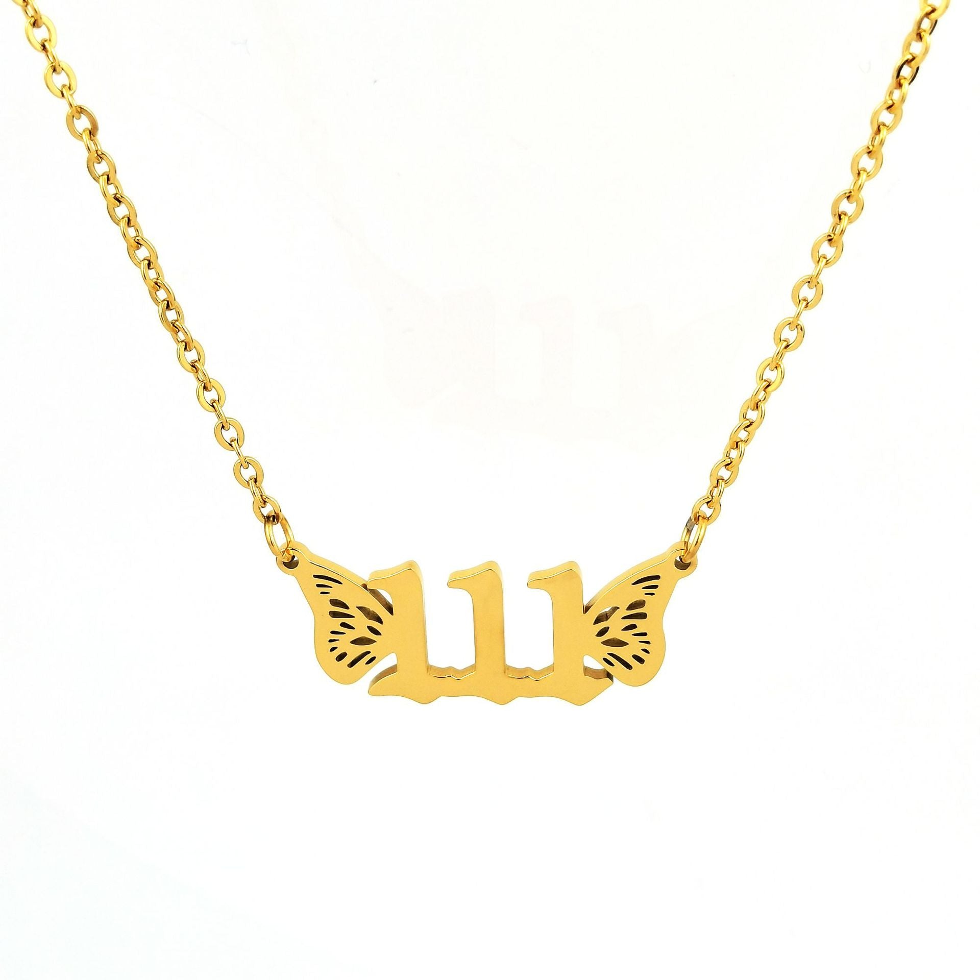 Wholesale 18K Gold Chain Stainless Steel Angel Number Necklaces ACC-NE-GuDi004
