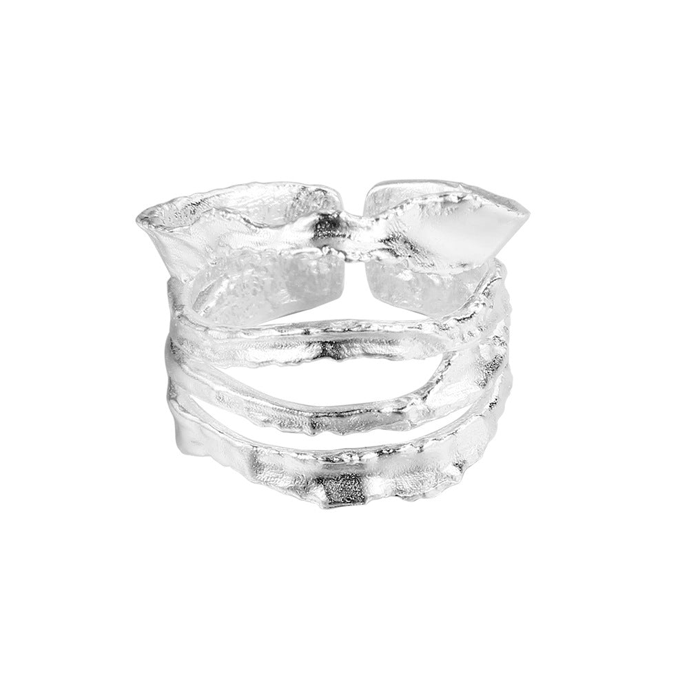 Wholesale Light Luxury Simple S925 Sterling Silver Irregular Hollow  Ring