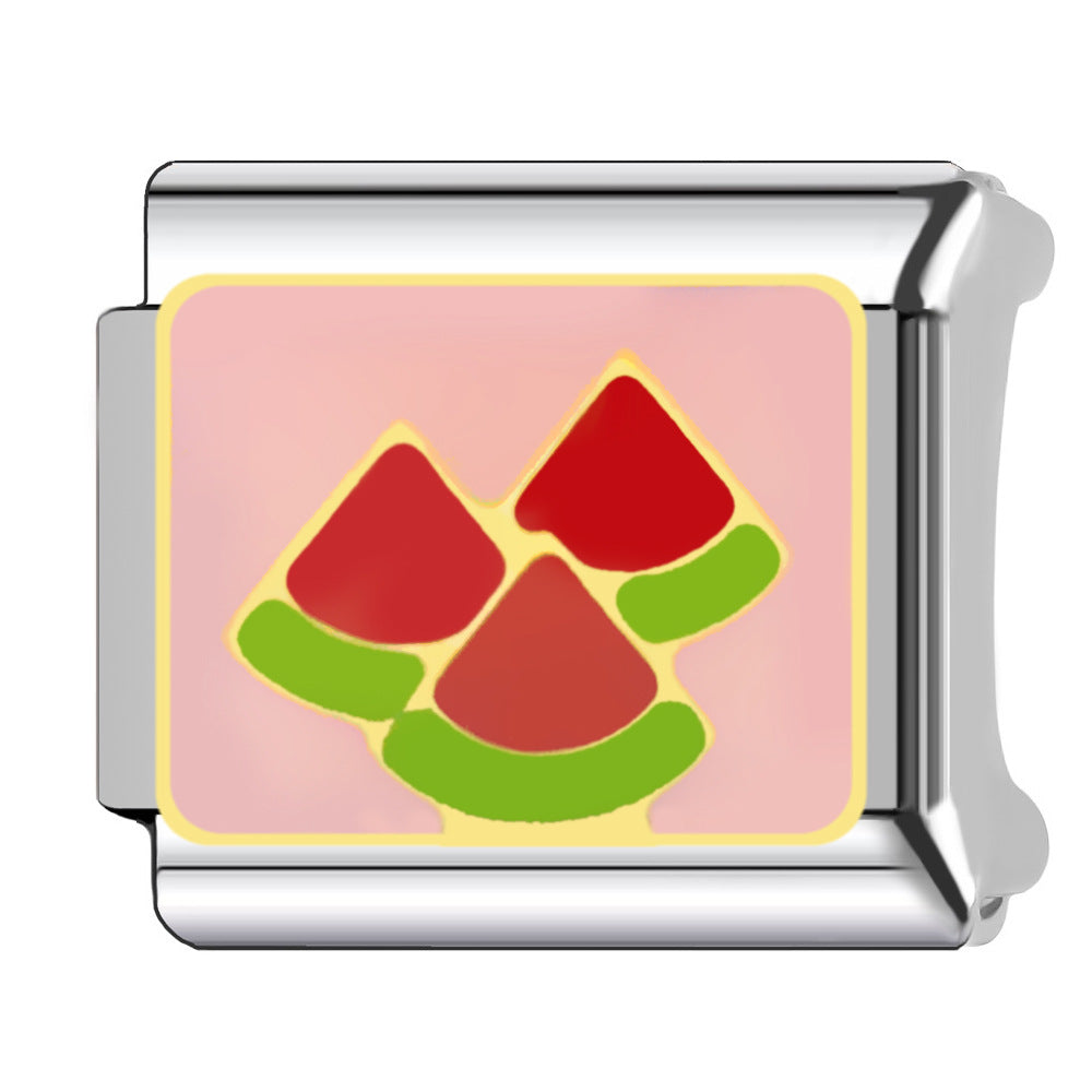 Wholesale  Italian Charm Bracelet 9mm DIY  fruit cherry Creative Stainless Steel Composable Bracelet