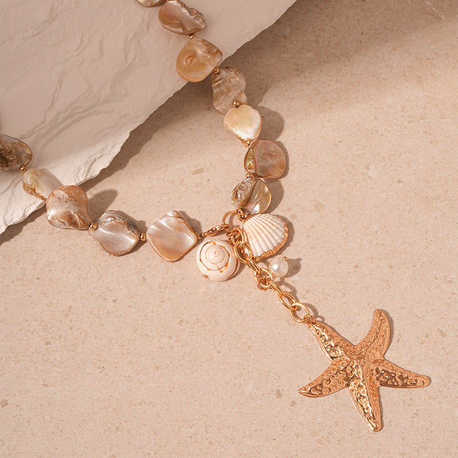 Wholesale  shell starfish conch clavicle necklace