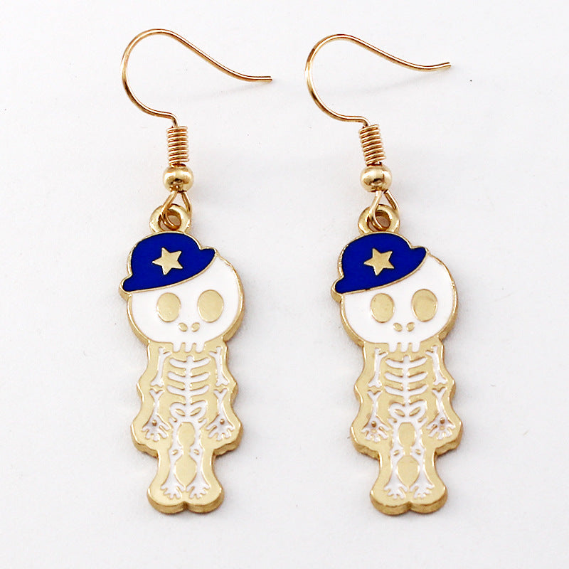 Wholesale Halloween Alternative Skull Alloy Oil Drip Earrings ACC-ES-Liyao002