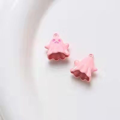 Wholesale Cute Ghost Heart Keychain Zinc Alloy Pink Black Earphone Pendant Car Key Accessory Decorative Gift