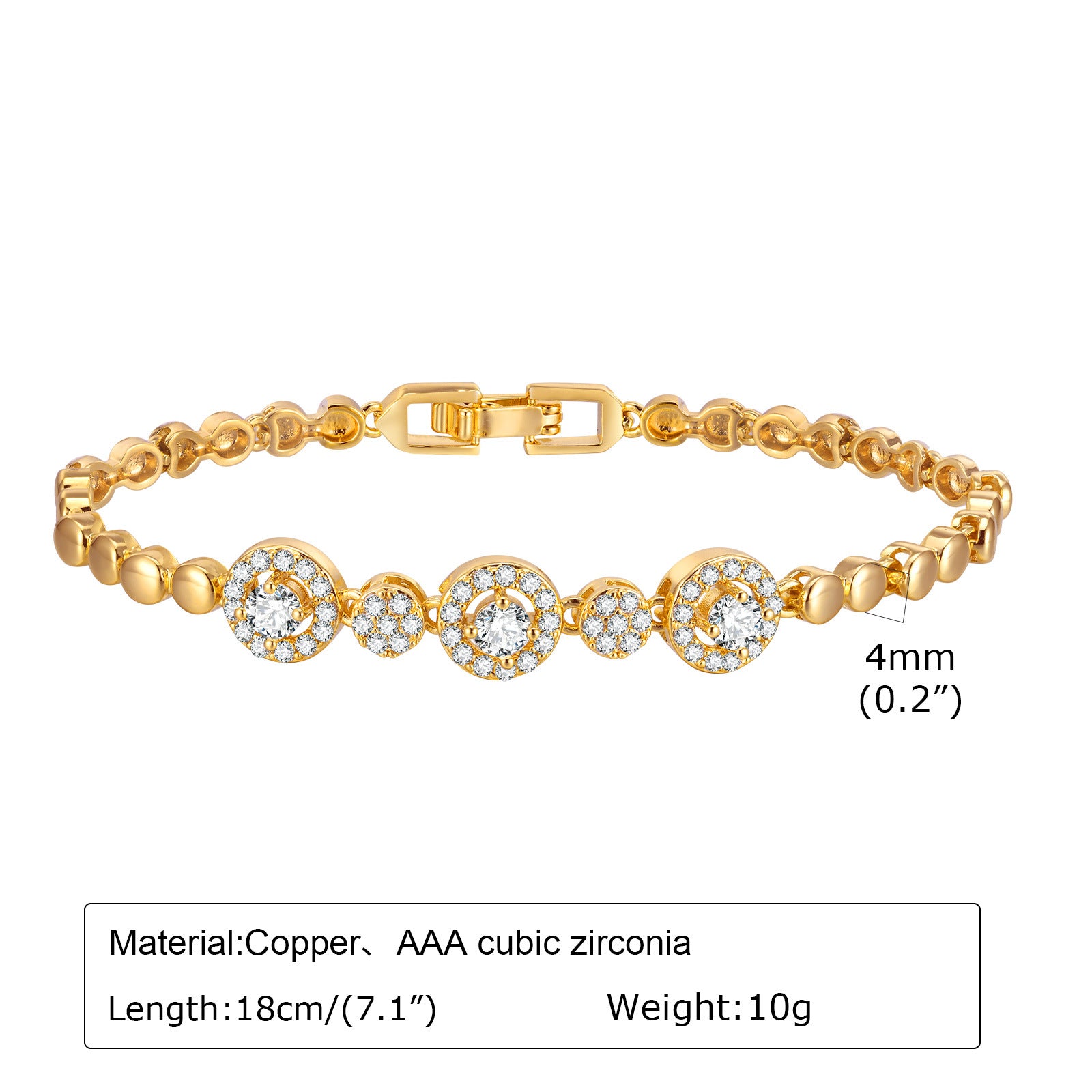 Wholesale Copper Zircon Leaf Infinity Heart Shape Gold Bracelet ACC-BT-HuaLanXin002