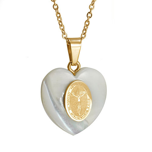 Wholesale 18K gold heart shell titanium steel pendant necklaces