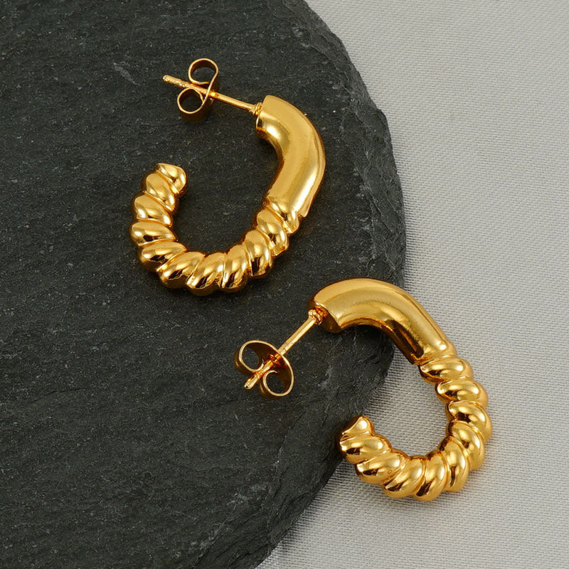 Wholesale  gold-plated titanium steel  spiral geometric earrings
