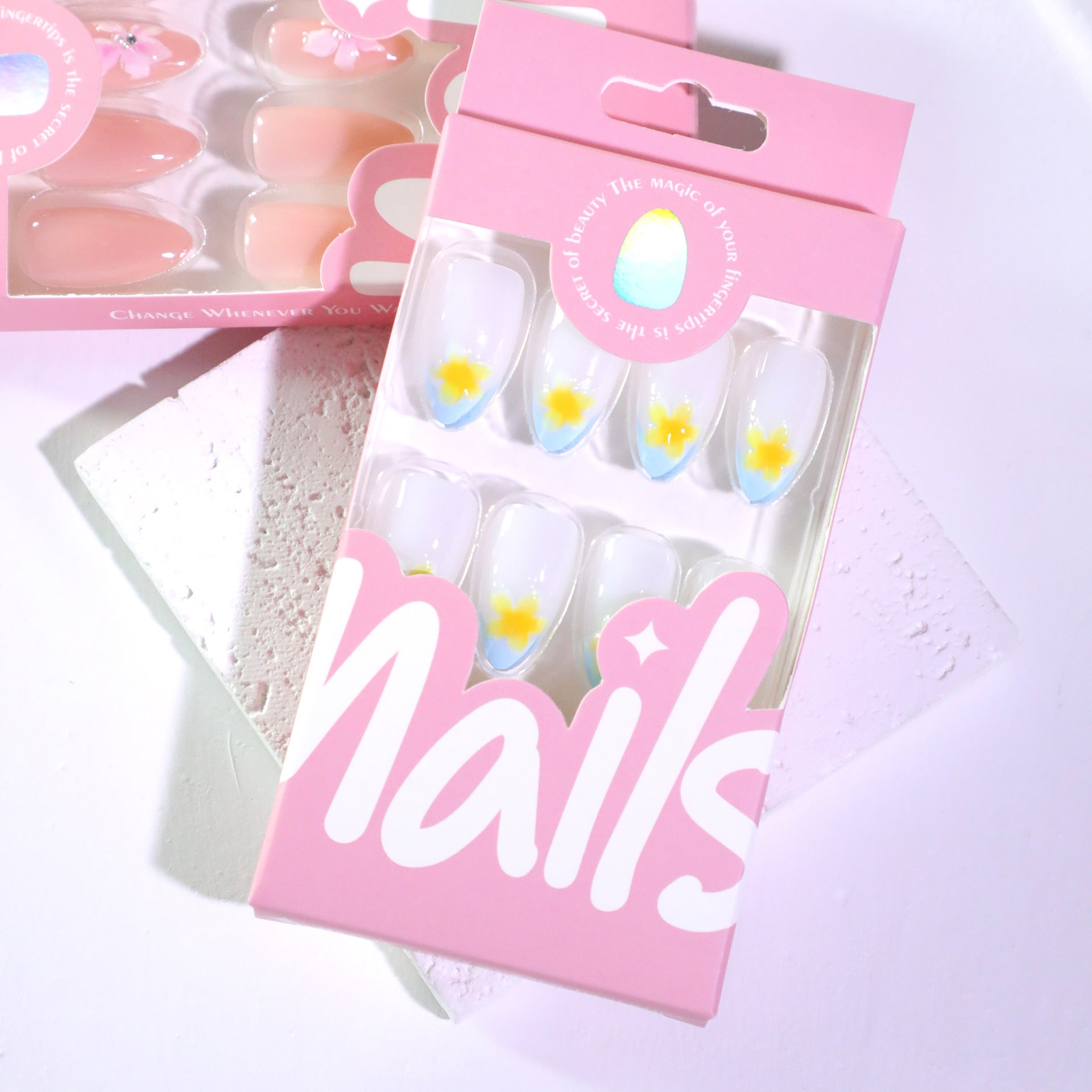 Wholesale 24 Pieces/box 3D Tropical Flowers Nails Kits Nail Stickers