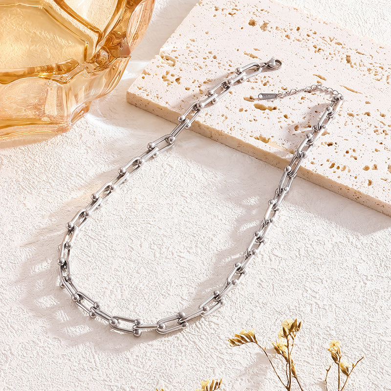 Wholesale U-chain Light Luxury Necklace 18K Gold Plated  Titanium Steel Jewelry