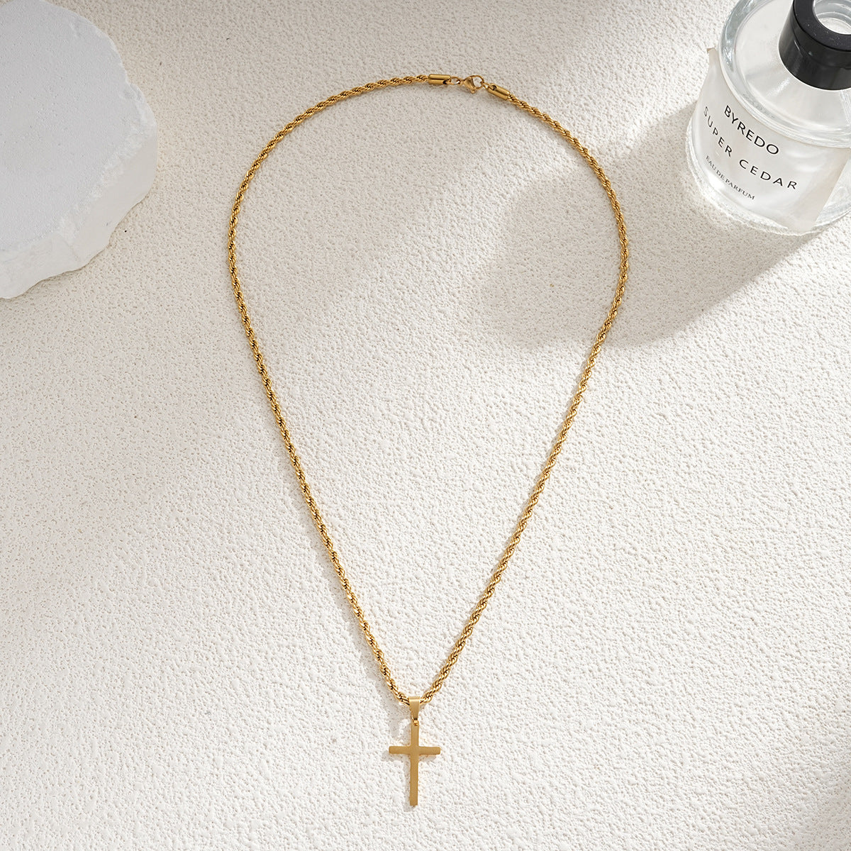 Wholesale twist chain cross pendant mens necklace
