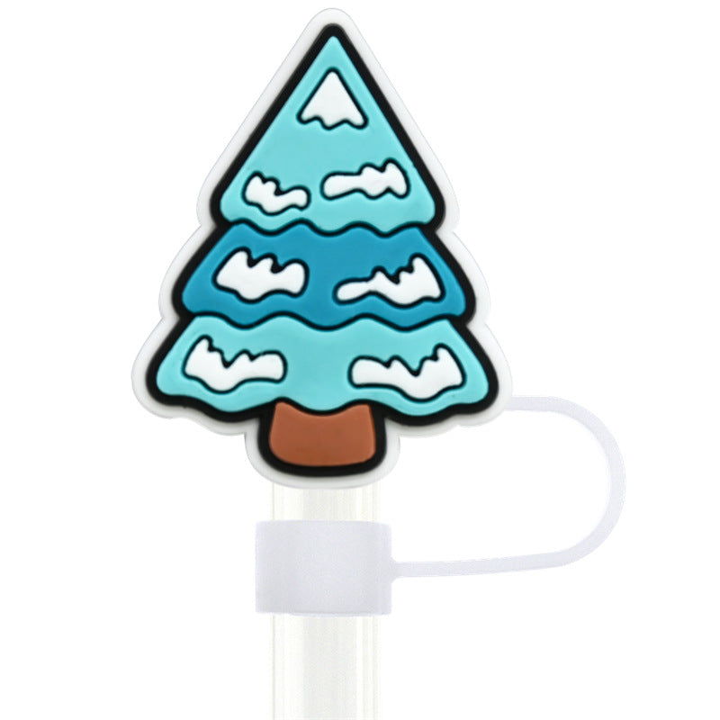 Wholesale Random 100pcs Winter Series 10mm PVC Soft Straw Tube Cap ACC-SCR-RYY081