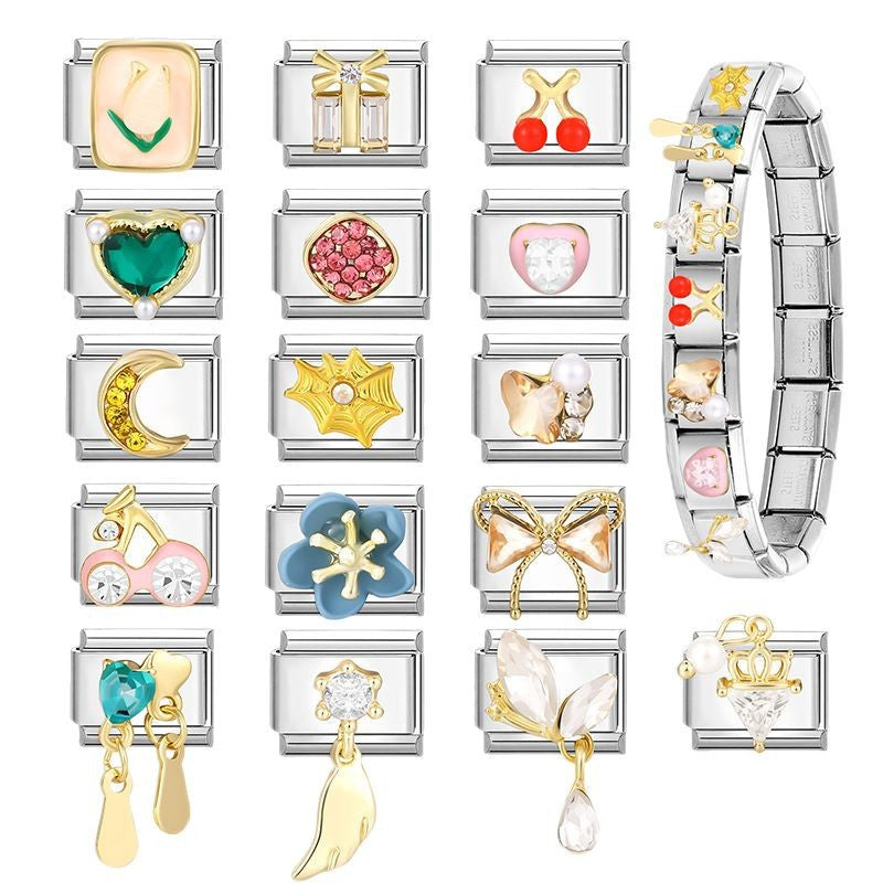 Wholesale Italian Charm Bracelet 9mm DIY Splicing Creative Pattern Stainless Steel Composable Bracelet