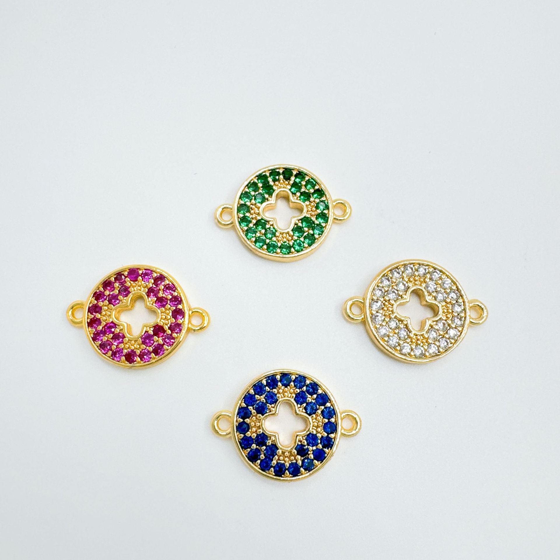 Wholesale 18K Gold Plated Copper Cross Charm Bracelet with Micro Zircon Trendy DIY Jewelry Accessory