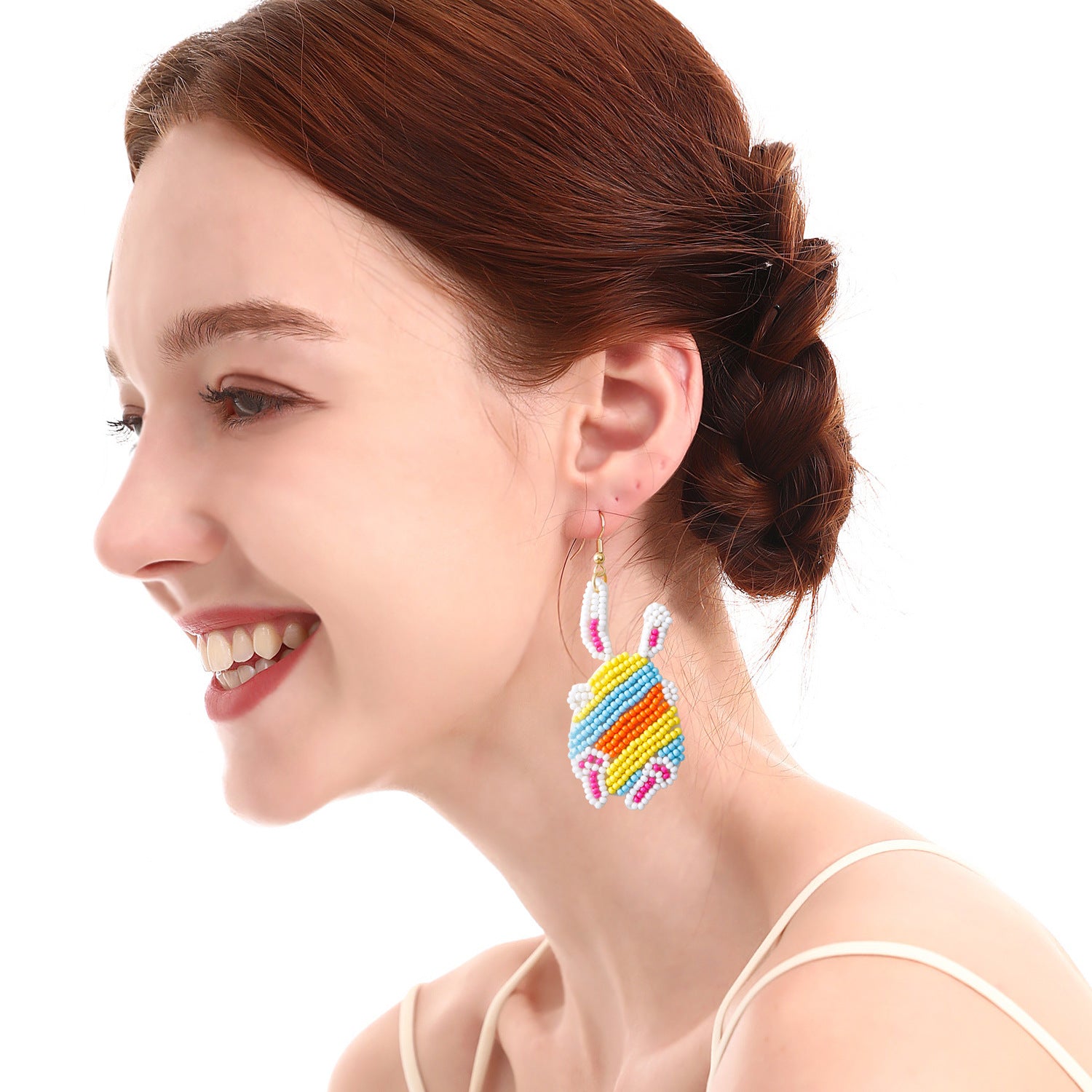 Wholesale Cartoon Cute Rabbit Easter Rice Bead Earrings