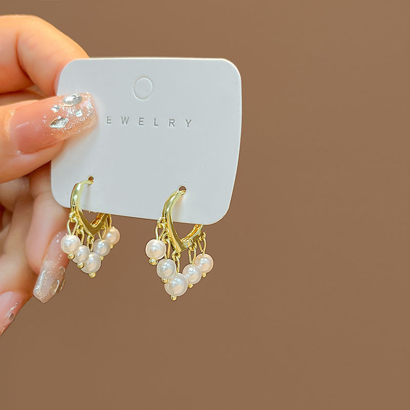 Wholesale Silver Needle Pearl  Rose Bow Front and Back Large Earrings