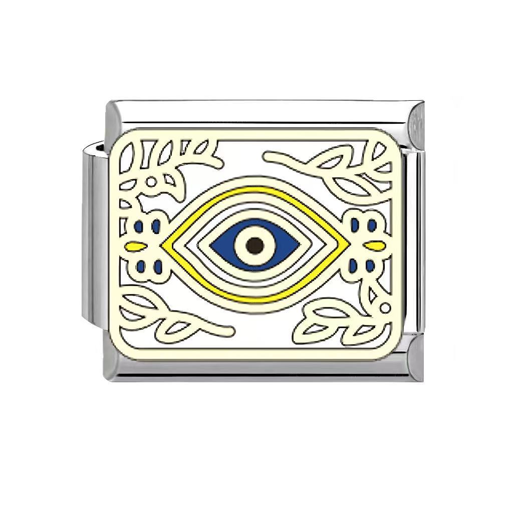 Wholesale Italian Charm Bracelet 9mm DIY Eastern style evil eye  Creative Stainless Steel Composable Bracelet