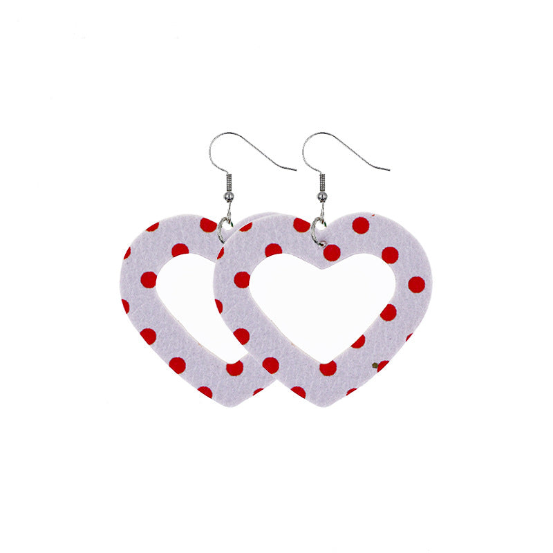 Wholesale Double Layer Love Pendant Leather Valentine's Day Earrings