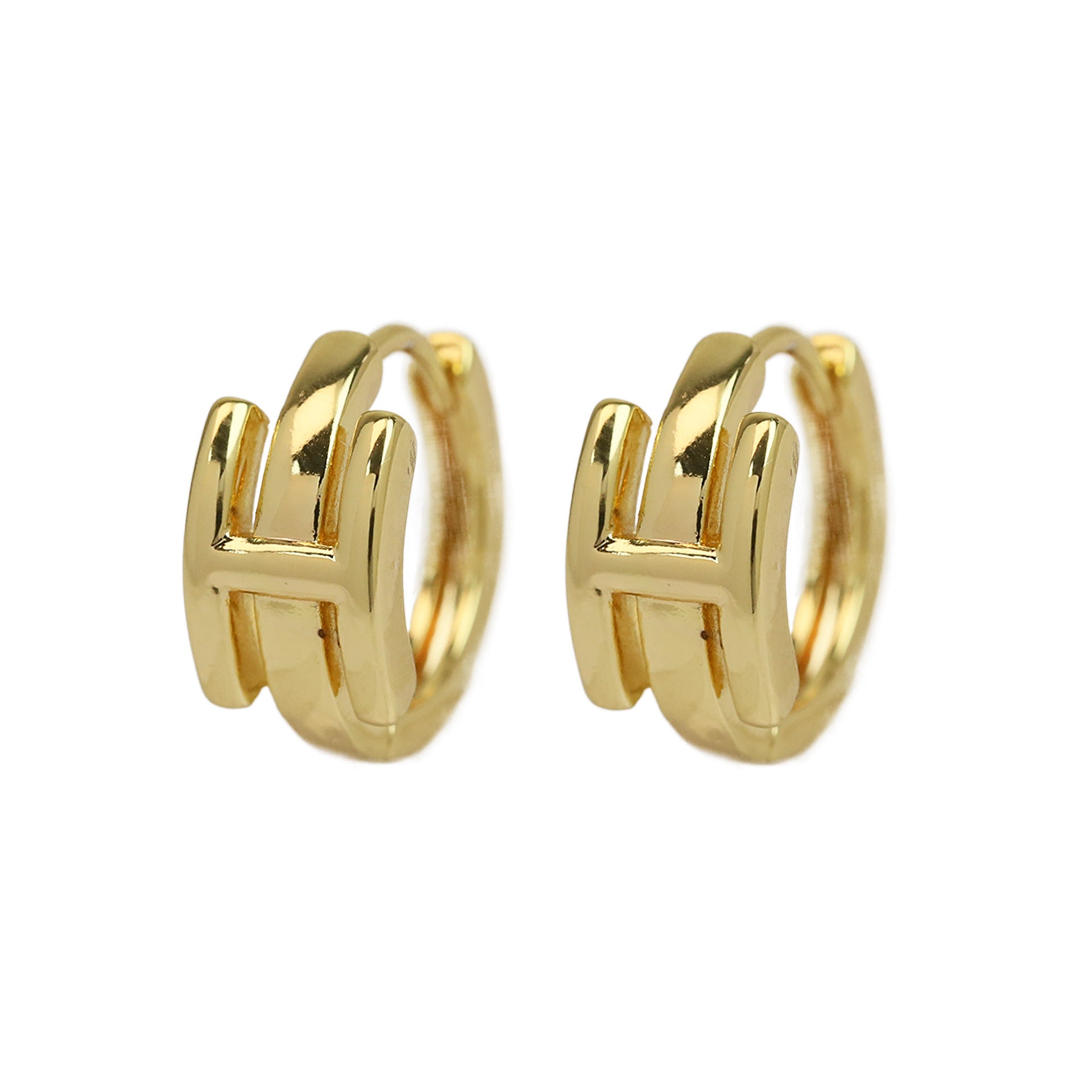 Wholesale 18k gold high-polished brass simple style 26 English letters earrings