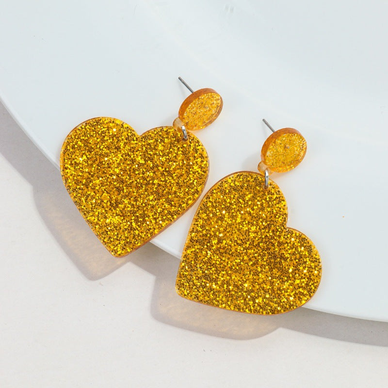 Wholesale  Heart-shaped Valentine's Day Love Heart Gold and Silver Color Earrings